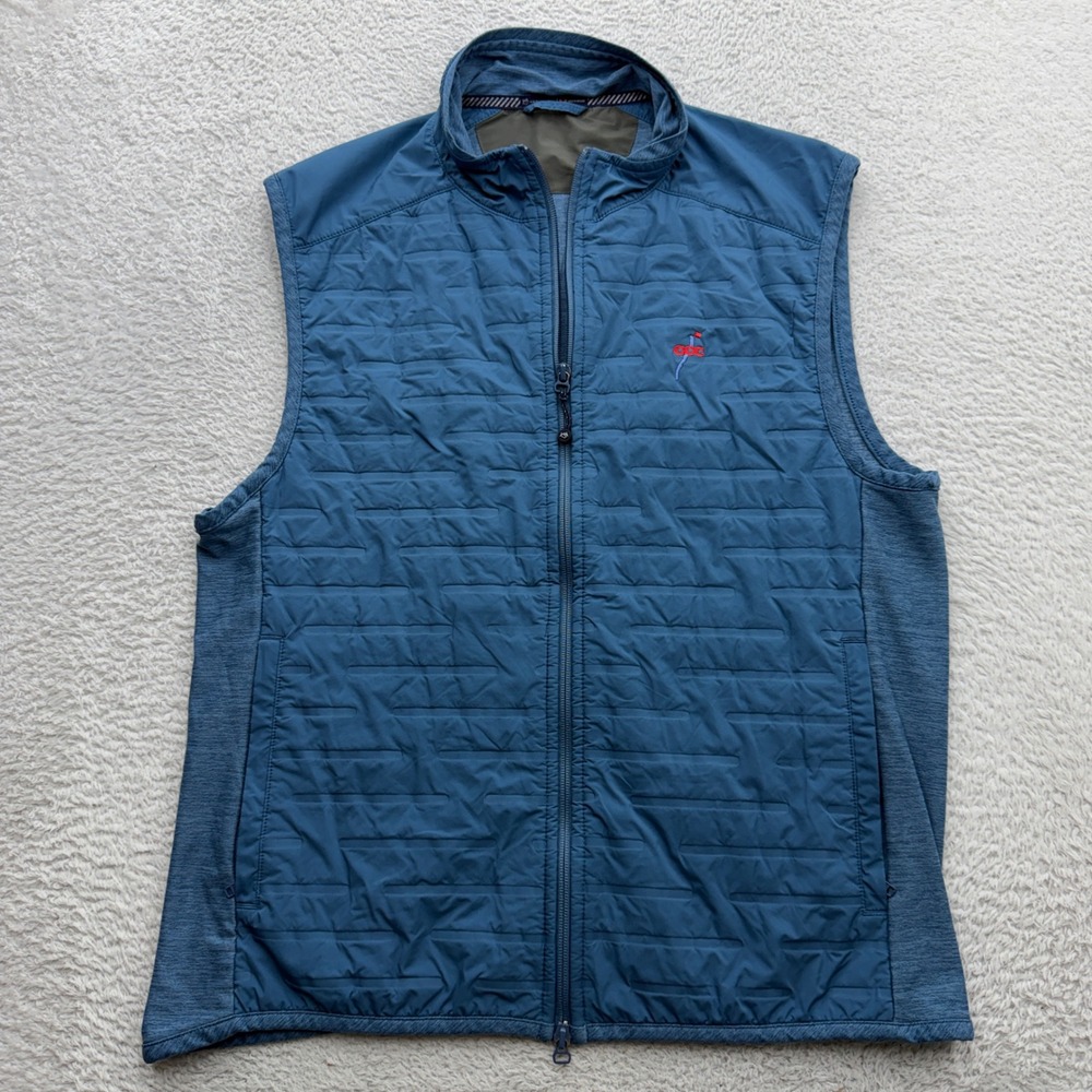 Southern Tide Tide to Trail Mens Blue Quilted Hybrid Full Zip Golf Vest Medium